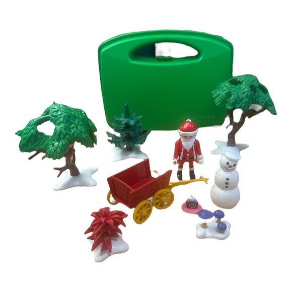 Playmobil Container with Loose Christmas Santa Clause Snowman Trees - Picture 7 of 7